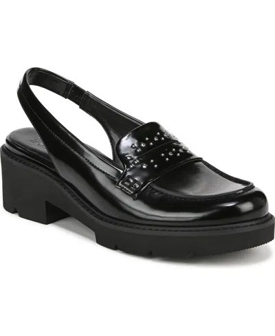 Naturalizer Darry-slingback Lug Sole Loafers In Black Stud Faux Leather