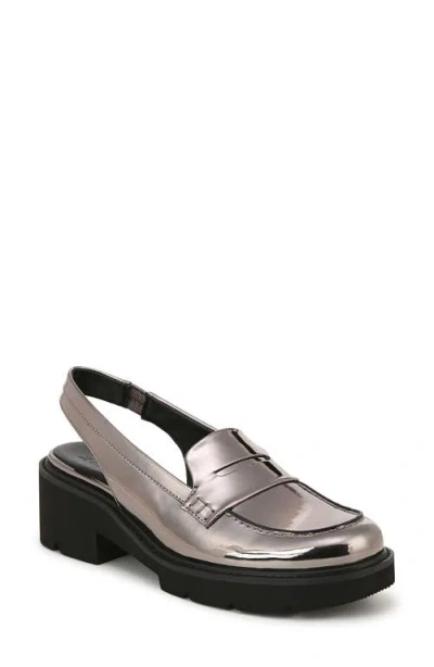 Naturalizer Darry Slingback Platform Penny Loafer In Pewter Faux Leather