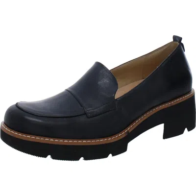 Naturalizer Darry Womens Lugged Sole Slip On Loafer Heels In Black
