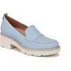 Naturalizer Darry Womens Lugged Sole Slip On Loafer Heels In Bluebell Nubuck