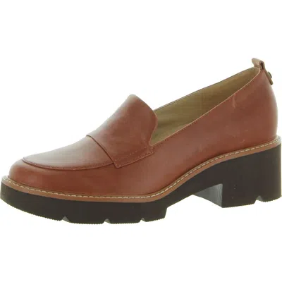 Naturalizer Darry Womens Lugged Sole Slip On Loafer Heels In Brown
