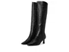 Naturalizer Deesha Pointed Toe Knee High Kitten Heel Boot In Black