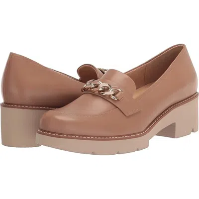 Naturalizer Desi Loafer Womens Taupe Leather Lug Sole Slip On Shoes Gal1902 In Brown