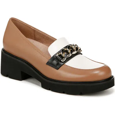 Naturalizer Desi Lug Sole Loafer In Cafe / White / Black Leather