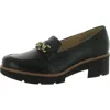 Naturalizer Dylan Womens Leather Slip On Loafer Heels In Black
