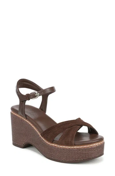 Naturalizer Dovie Ankle Straple Platform Wedge In Brown