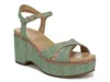 Naturalizer Dovie Raffia Ankle Strap Platform Sandal In Green