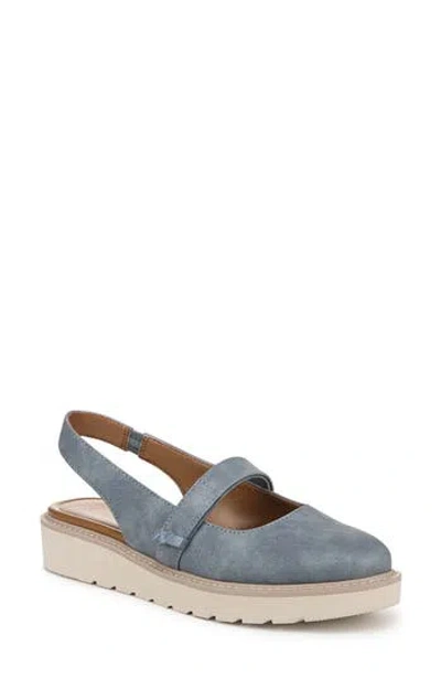 Naturalizer Edison Slingback Flat In Mid Blue Faux Leather