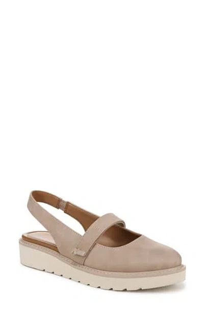 Naturalizer Edison Slingback Flat In Warm Taupe Tan Faux Leather