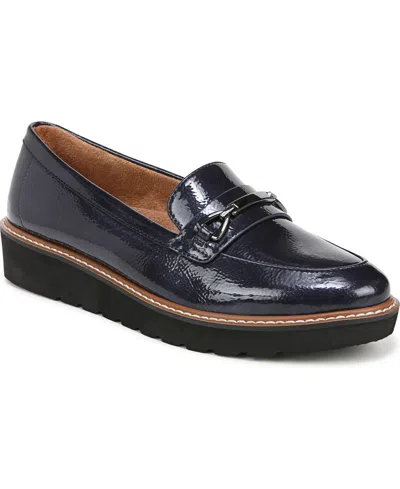 Naturalizer Elin Lug Sole Loafers In Midnight Blue Faux Patent