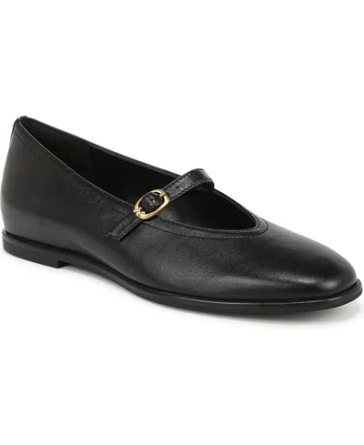 Naturalizer Elina Mary Jane Square Toe Flats In Black Leather