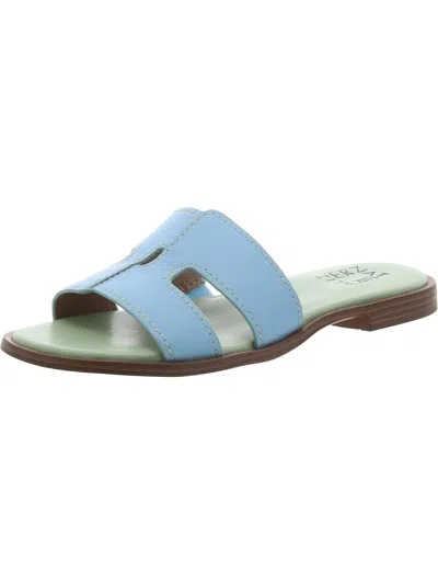Naturalizer Fame Womens Leather Slide Sandals In Blue