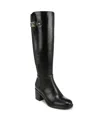 Naturalizer Fannie Knee High Block Heel Riding Boots In Black Leather