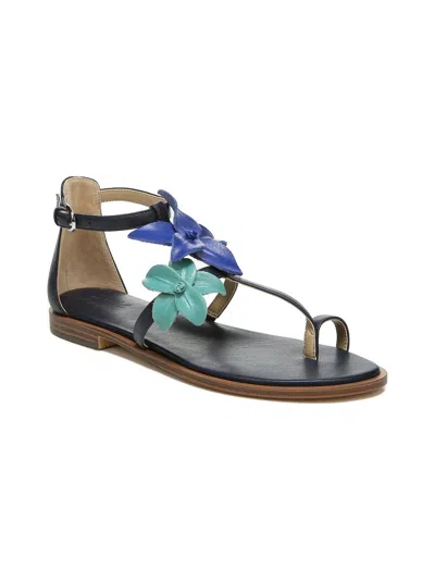 Naturalizer Farah Womens Leather Ankle Strap Flat Sandals In Blue