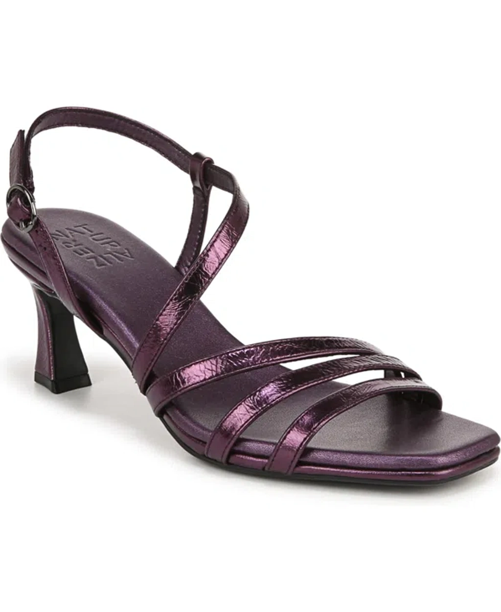 Naturalizer Galaxy Strappy Dress Sandals In Plum Purple Metallic Leather |  ModeSens