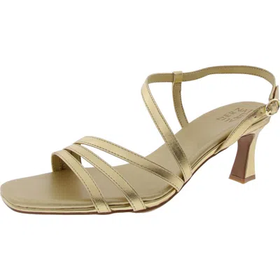 Naturalizer Galaxy Womens Slip On Comfort Wedge Sandals In Gold