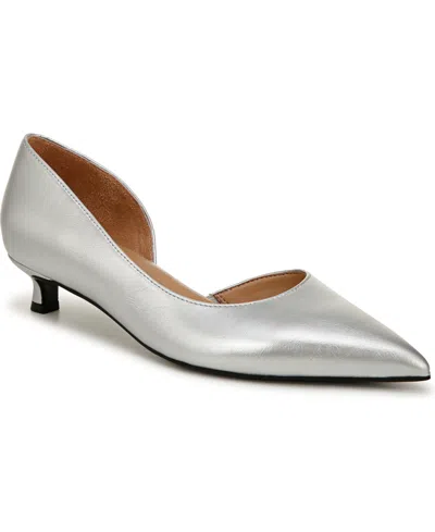 Naturalizer Gallent Kitten-heel Pumps In Silver Faux Leather