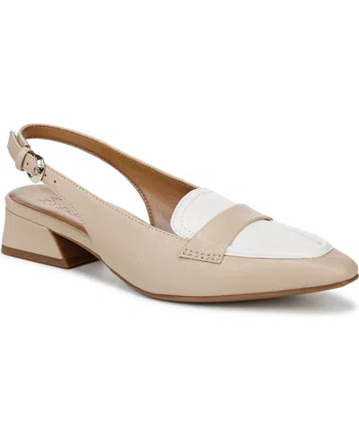 Naturalizer Garner Snip Toe Dress Slingbacks In Coastal Tan,white Faux Leather