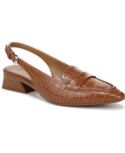 Naturalizer Garner Snip Toe Dress Slingbacks In English Tea Croco Embossed Faux Leather