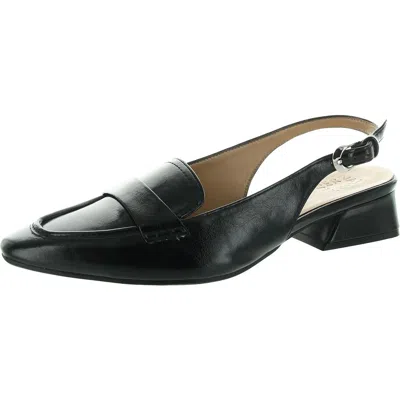 Naturalizer Garner Womens Faux Leather Ankle Strap Slingback Heels In Black