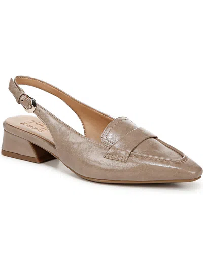 Naturalizer Garner Womens Faux Leather Ankle Strap Slingback Heels In Grey