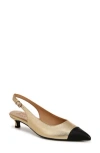 Naturalizer Gazing Kitten Heel Slingbacks In Dark Gold Faux Leather