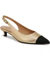 Naturalizer Gazing Kitten Heel Slingbacks In Dark Gold Faux Leather