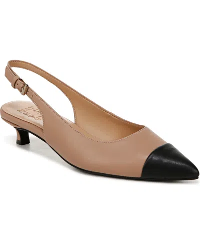 Naturalizer Gazing Kitten Heel Slingbacks In Taupe Faux Leather