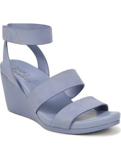 Naturalizer Genn-ignite Womens Leather Ankle Strap Wedge Sandals In Blue