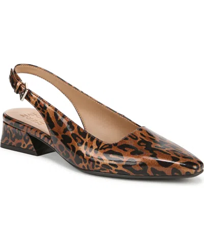 Naturalizer Ginger Snip Toe Dress Slingbacks In Leopard Print Faux Patent
