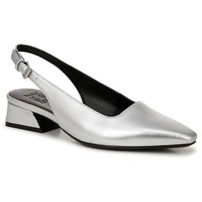 Naturalizer Ginger Womens Comfort Insole Manmade Slingbacks In Silver Faux Leather