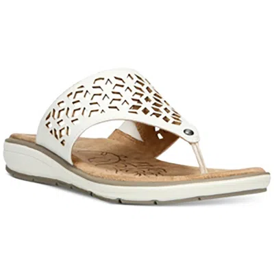 Naturalizer Ginny Womens Leather Cut-out Flat Sandals In White