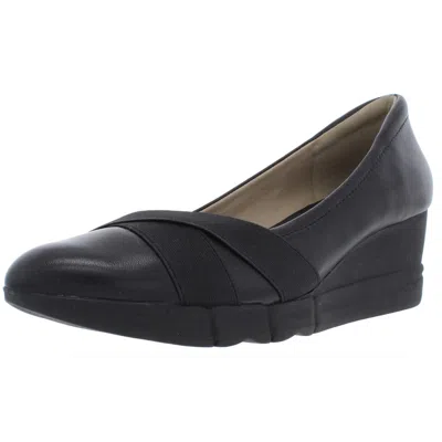 Naturalizer Harlyn Womens Leather High Wedge Sandals In Black