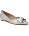 Naturalizer Havana-bow Womens Bow Leather Flat Shoes In Silver Leather