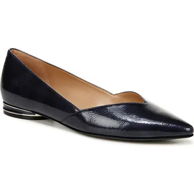 Naturalizer Havana Skimmer Flat In Midnight Blue Faux Leather