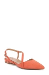 Naturalizer Hawaii Pointed Toe Slingback Flat In Apricot Blush Suede