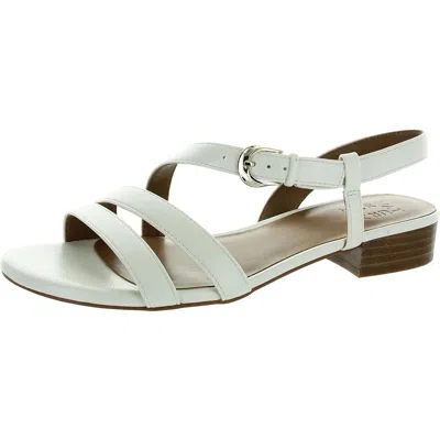 Naturalizer Hilma Womens Faux Leather Adjustable Slingback Sandals In White