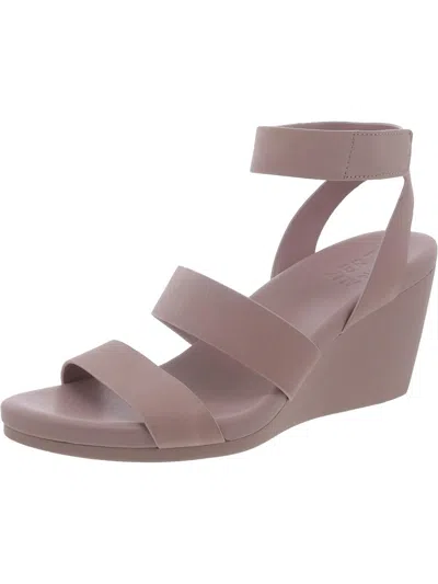 Naturalizer Ignite Womens Leather Ankle Strap Wedge Sandals In Purple