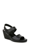 Naturalizer Imani Slingback Platform Wedge Sandal In Black Leather
