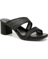 Naturalizer Inez 2 Sandal Women 10.5 Black Slip-on Square Toe Block Heel Khd1093 In Black Fabric,faux Leather