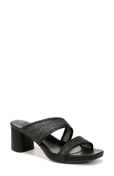 Naturalizer Inez Slide Sandal In Black Fabric,faux Leather