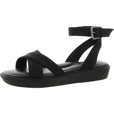 Naturalizer Jamila Womens Faux Leather Ankle Strap Wedge Sandals In Black