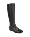 Naturalizer Jaya Wide Calf Knee High Block Heel Riding Boots In Black Leather