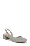 Naturalizer Jayla Mid-heel Square Toe Slingback Pumps In Pistachio Green Embossed Suede