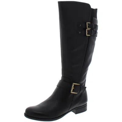 Naturalizer Jessie Womens Leather Wide Calf Riding Boots In Black