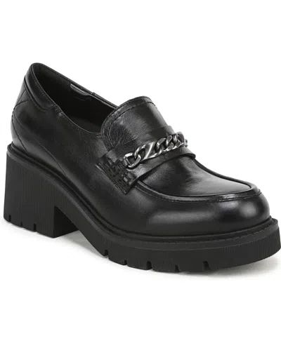 Naturalizer Jolee Platform Lug Sole Loafers In Black Leather