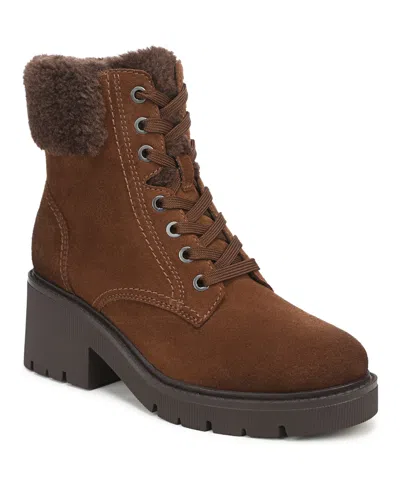 Naturalizer Jovani-cozy Round-toe Block-heel Boots In Brown