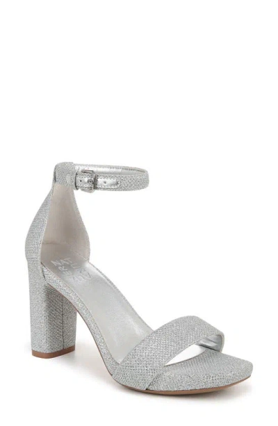 Naturalizer Joy Ankle Strap Sandal In Silver Fab Fabric
