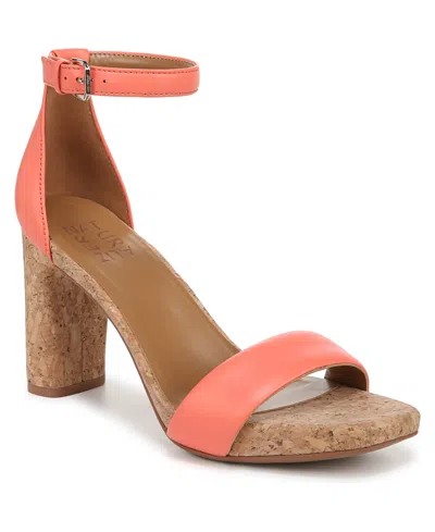 Naturalizer Joy Dress Ankle Strap Sandals In Apricot Blush Leather,cork