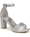 Naturalizer Joy Dress Ankle Strap Sandals In Silver Satin,stones